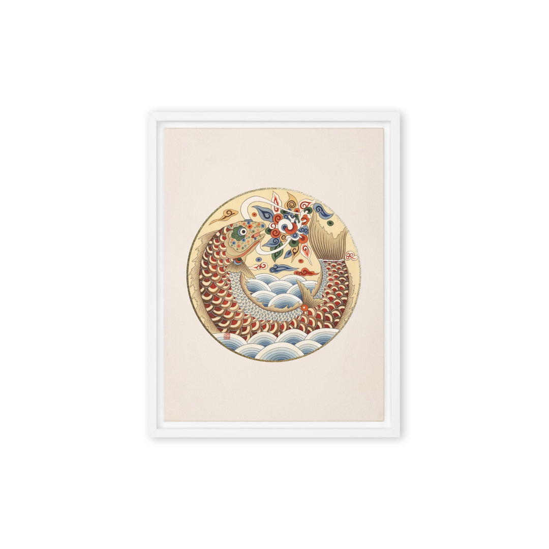 Leinwand - Karpfen wird Drache Weiß / 30x41 cm (12″×16″) artlia