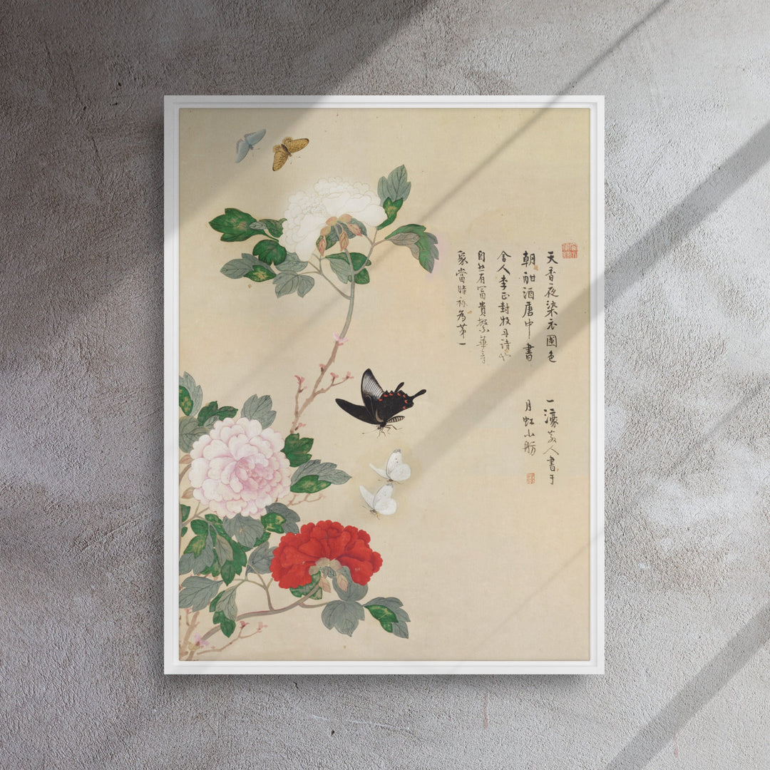 Leinwand - Blumen und Schmetterlinge artlia