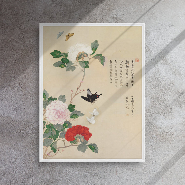 Leinwand - Blumen und Schmetterlinge artlia