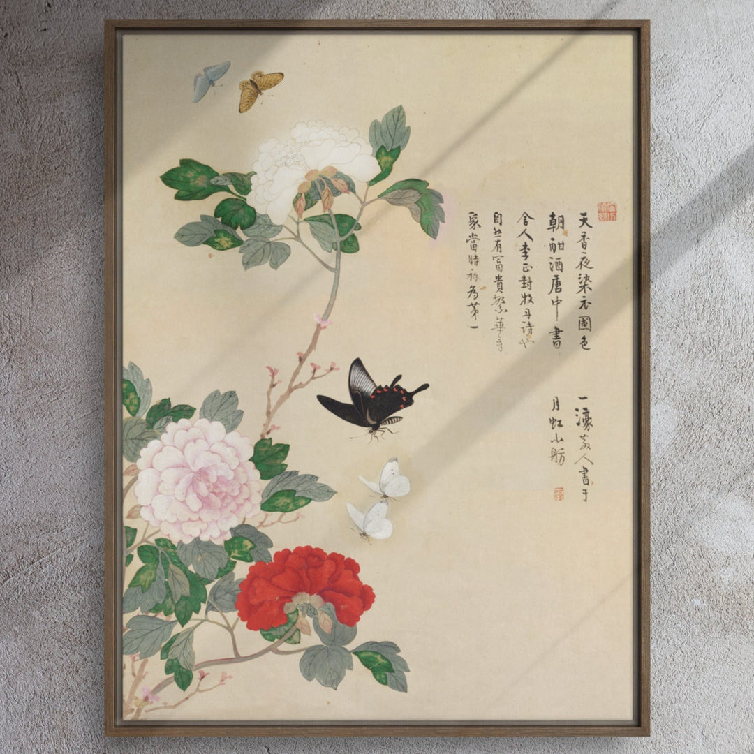 Leinwand - Blumen und Schmetterlinge artlia