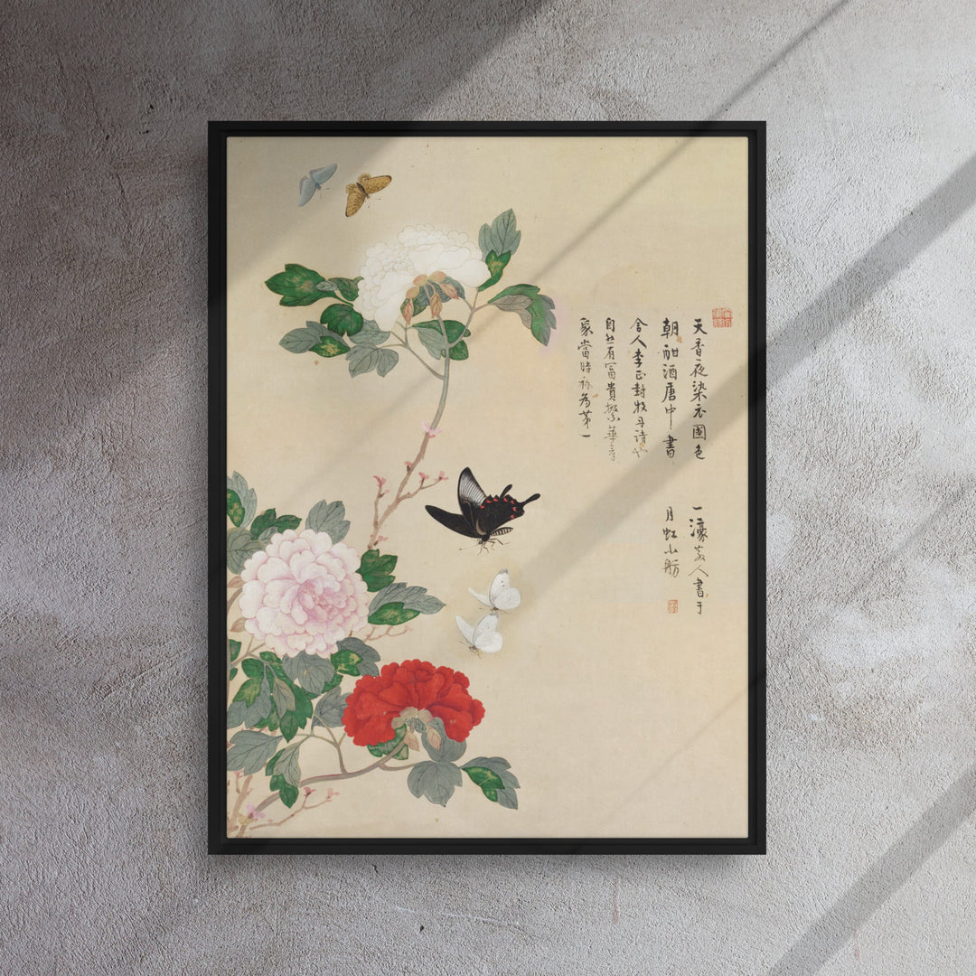 Leinwand - Blumen und Schmetterlinge artlia