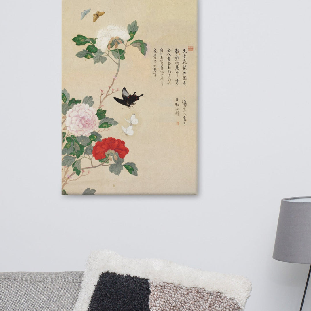 Leinwand - Blumen und Schmetterlinge artlia