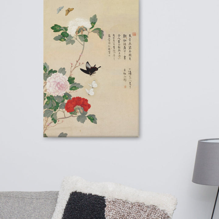 Leinwand - Blumen und Schmetterlinge artlia