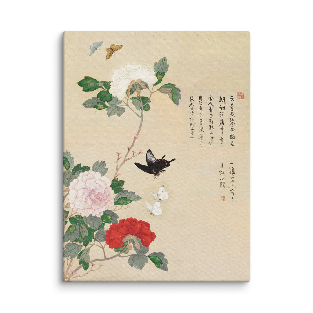 Leinwand - Blumen und Schmetterlinge ohne Rahmen / 31x41 cm (12″×16″) artlia