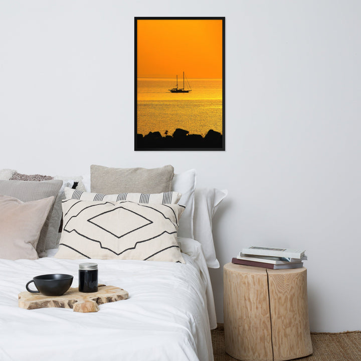 Poster - a ship on golden sea artlia