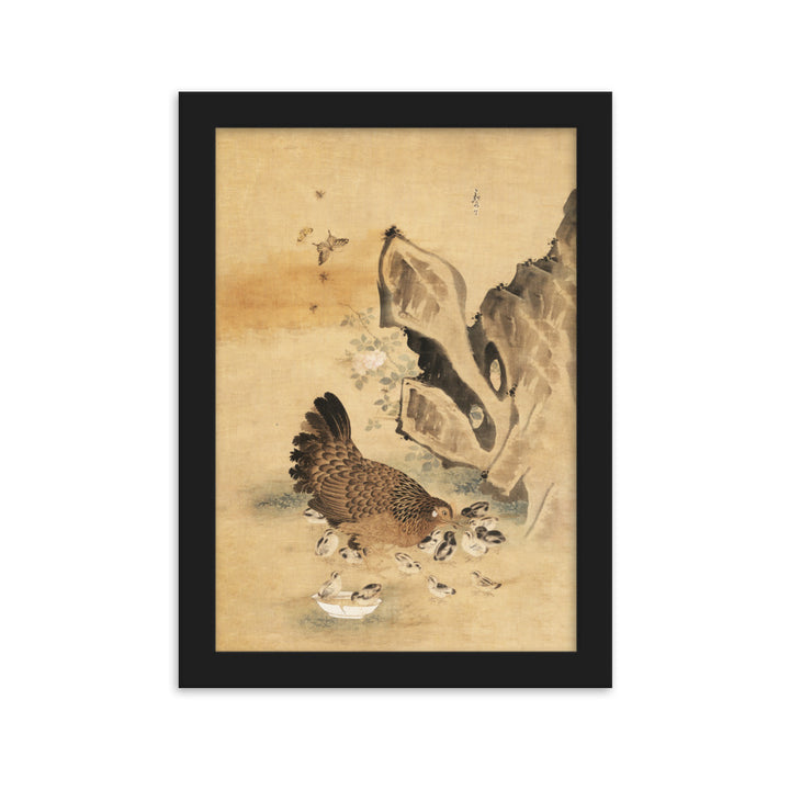 Poster - Henne und Küken, Byeon Sang-byeok Schwarz / 21×30 cm artlia