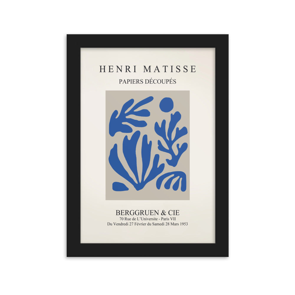 Poster - Henri Matisse, Papier Découpés blauer Garten I Schwarz / 21×30 cm artlia
