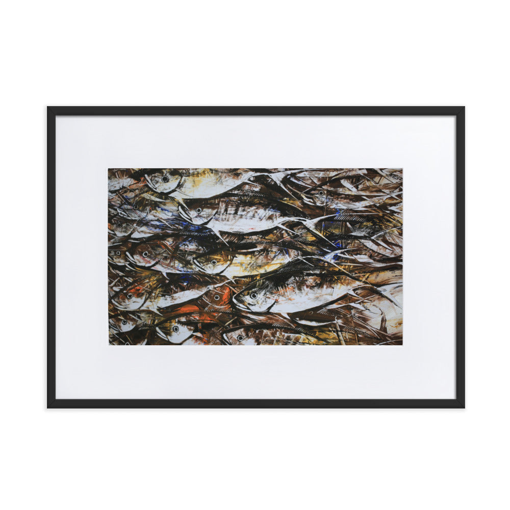 Poster mit Passepartout - Makrelen Schwarz / 50×70 cm artlia