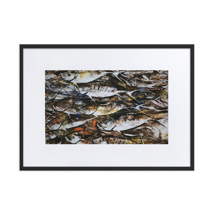 Poster mit Passepartout - Makrelen Schwarz / 50×70 cm artlia