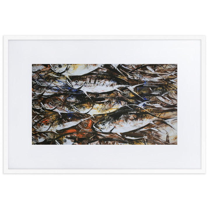 Poster mit Passepartout - Makrelen Weiß / 61×91 cm artlia