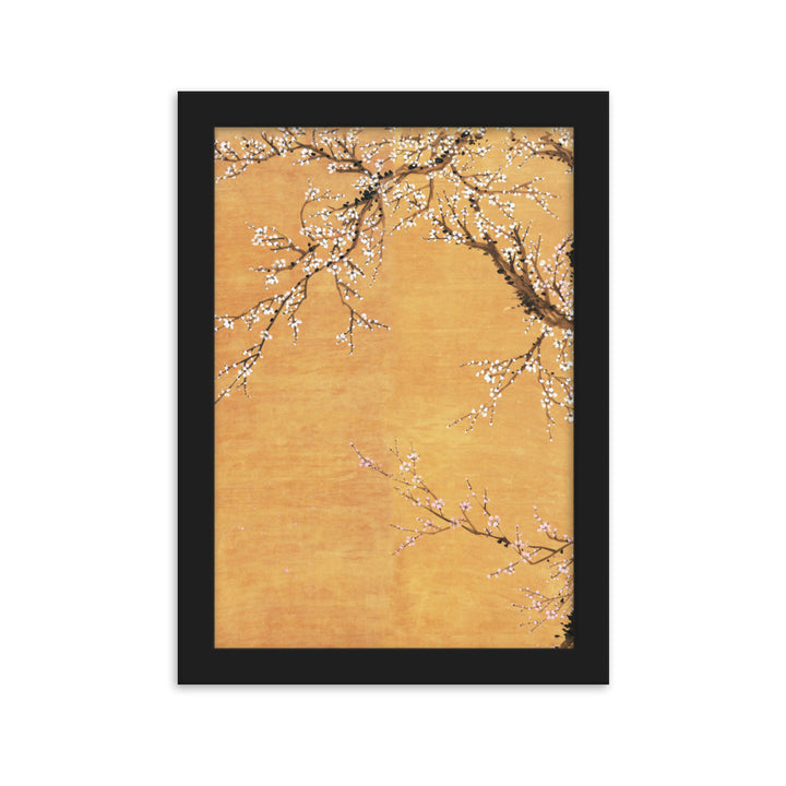 Poster - Rote und weiße Pflaumenblüten Schwarz / Teil 1 / 21×30 cm artlia