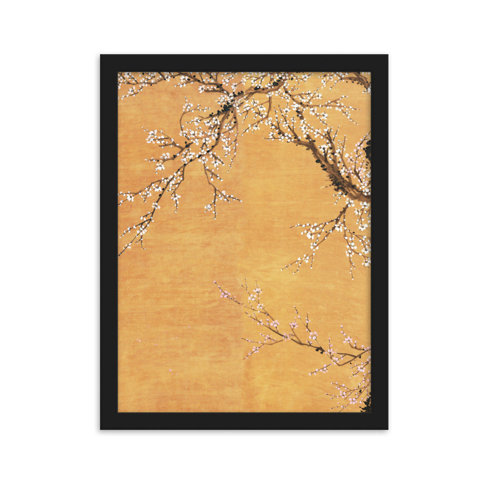 Poster - Rote und weiße Pflaumenblüten Schwarz / Teil 1 / 30×40 cm artlia