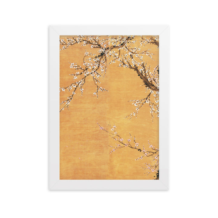 Poster - Rote und weiße Pflaumenblüten Weiß / Teil 1 / 21×30 cm artlia