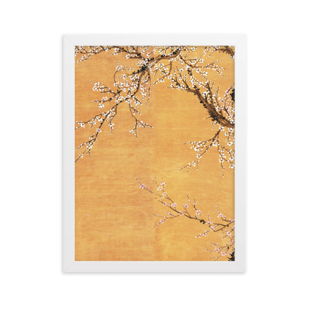 Poster - Rote und weiße Pflaumenblüten Weiß / Teil 1 / 30×40 cm artlia