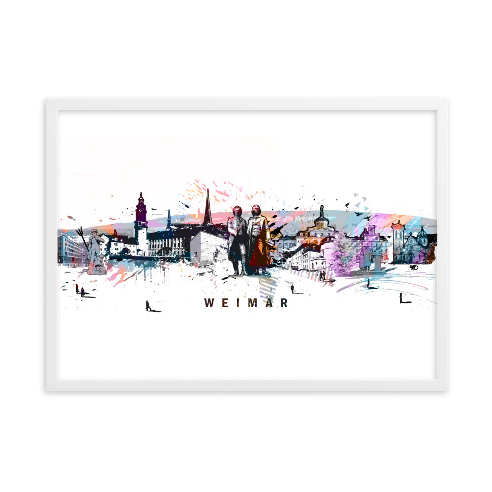 Poster - Skyline Weimar Weiß / 50×70 cm artlia