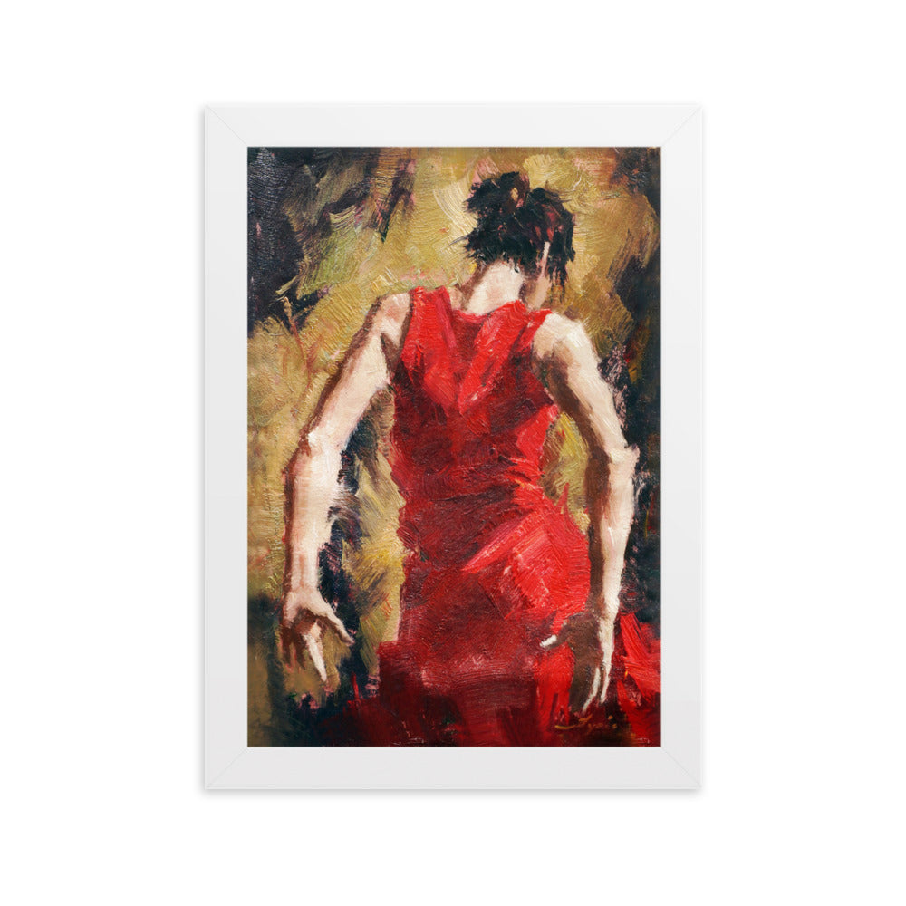 Poster - Tango Woman in Red Dress Weiß / 21×30 cm artlia