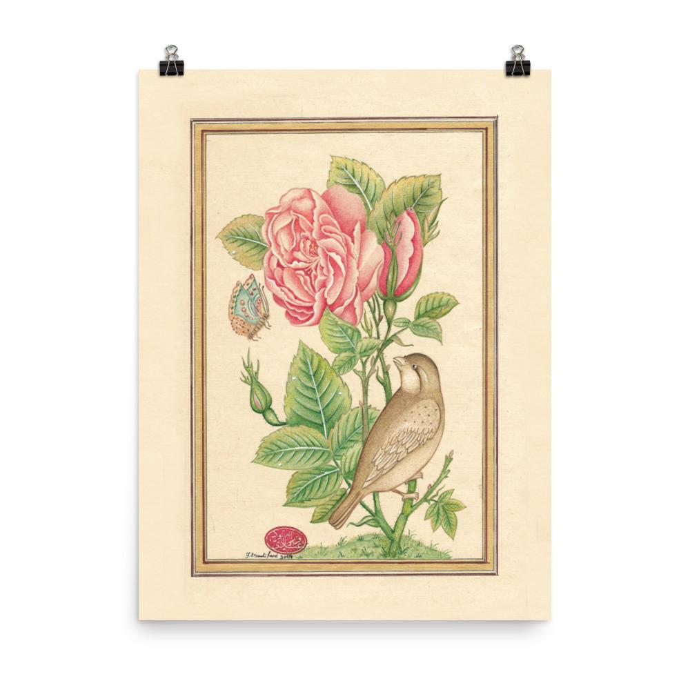 Blumen und der Vogel - Poster 30x41 cm artlia