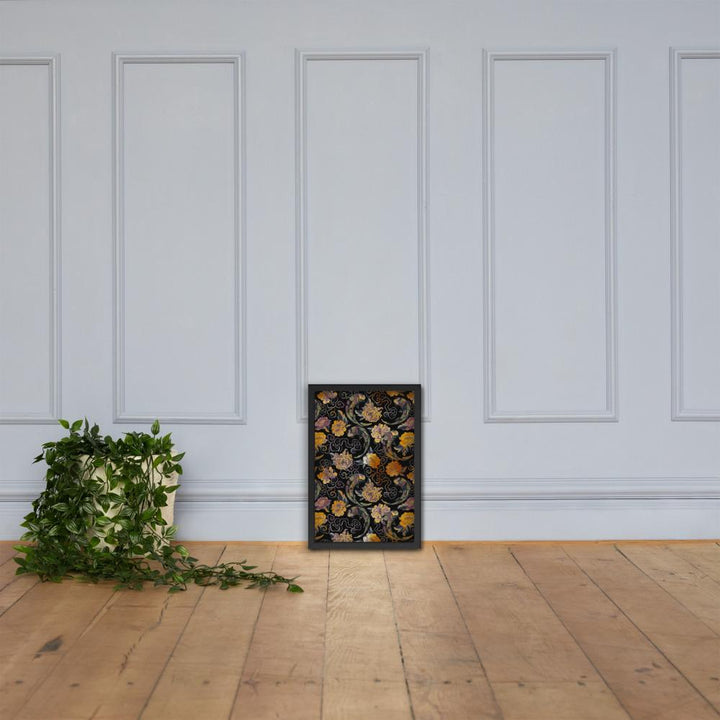 Blumen und Kois - Poster im Rahmen artlia