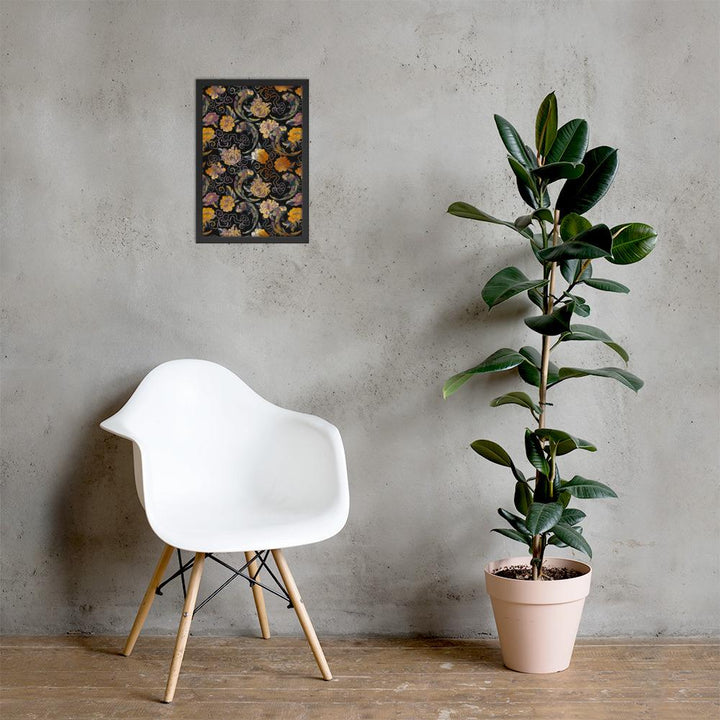 Blumen und Kois - Poster im Rahmen schwarz / 30x45 cm artlia