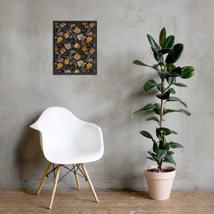 Blumen und Kois - Poster im Rahmen schwarz / 41x51 cm artlia
