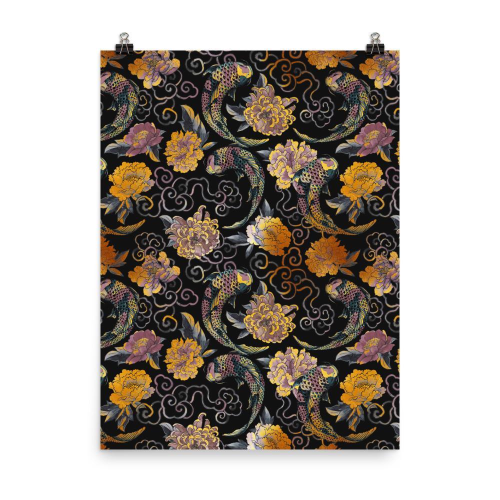 Blumen und Kois - Poster 20x25 cm artlia