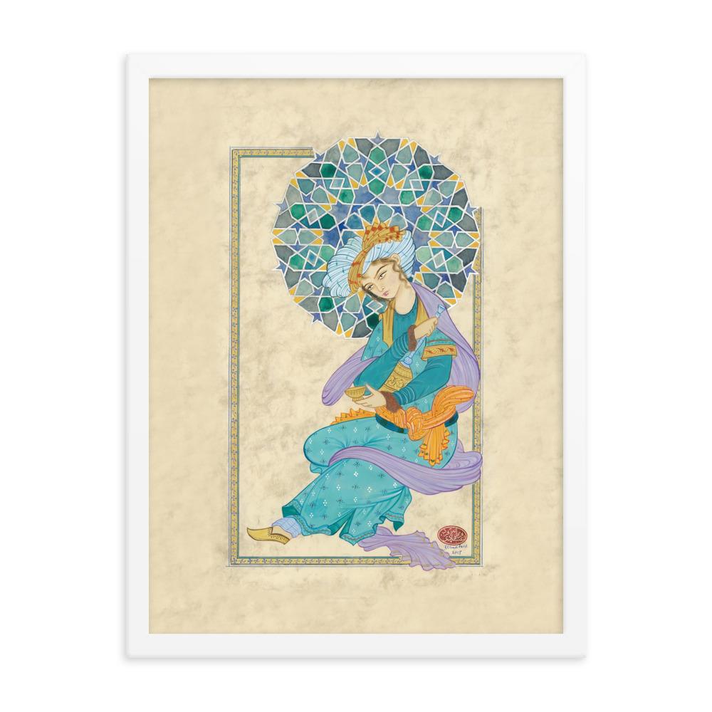 Der persische Mann - Poster im Rahmen Weiß / 30x41 cm artlia