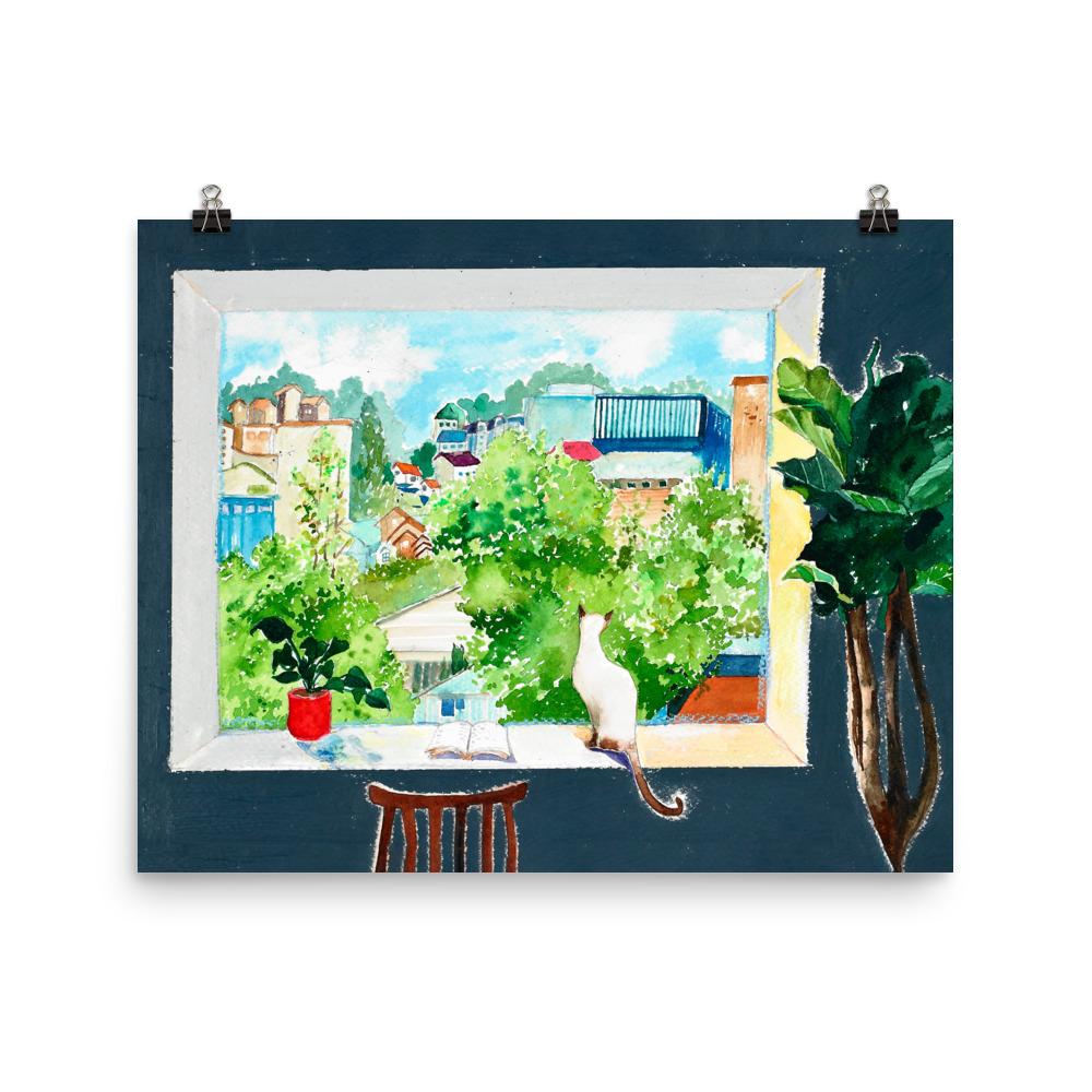 Die Katze, die Liebesgeschichten liest - Poster 20x25 cm artlia