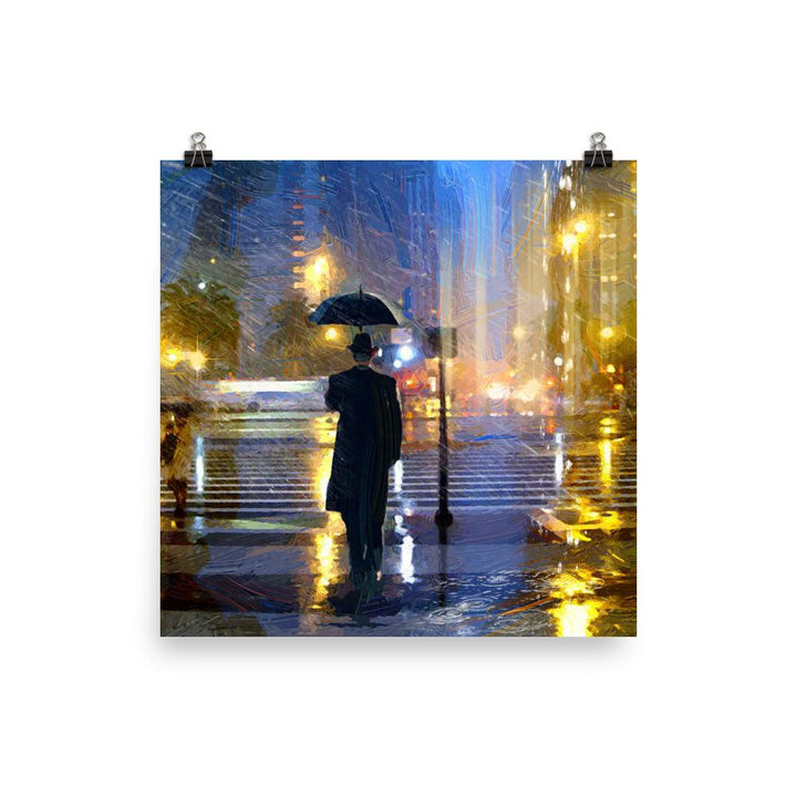 Downtown im Regen - Poster 25x25 cm artlia