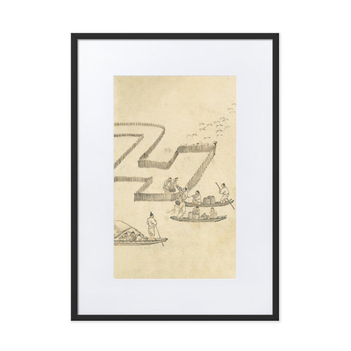 Fischfang, Kim Hong-do - Poster im Rahmen mit Passepartout Schwarz / 50×70 cm artlia
