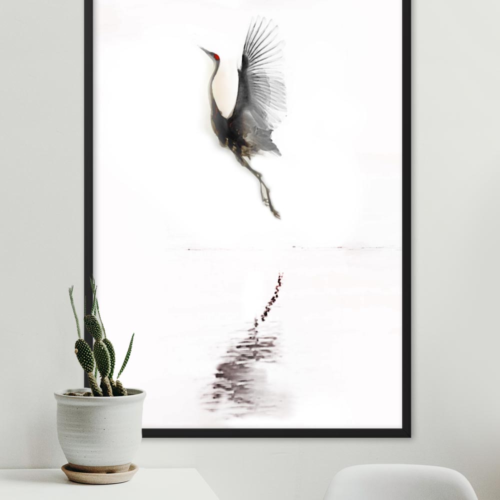 fliegender Kranich - Poster artlia