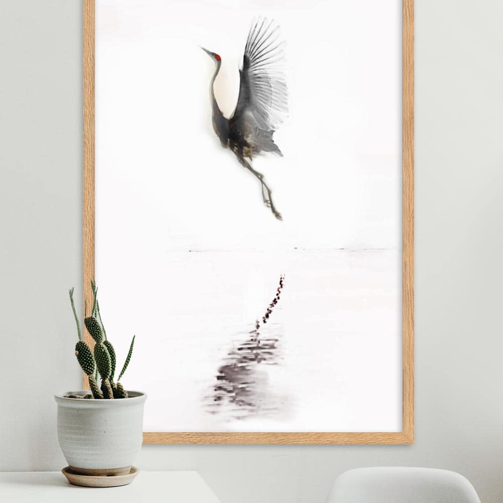 fliegender Kranich - Poster artlia
