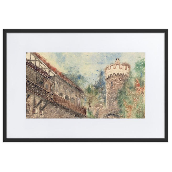 Jena Pulverturm - Poster im Rahmen mit Passepartout artlia