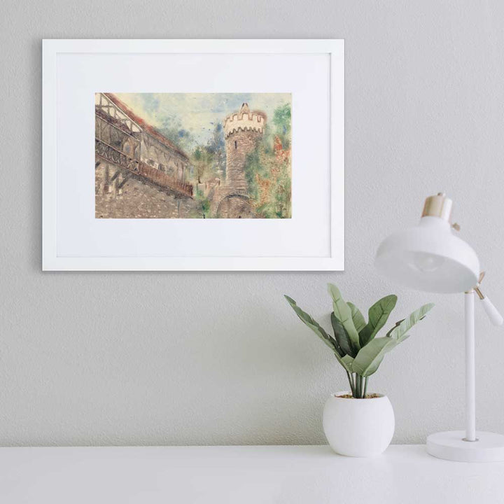Jena Pulverturm - Poster im Rahmen mit Passepartout artlia