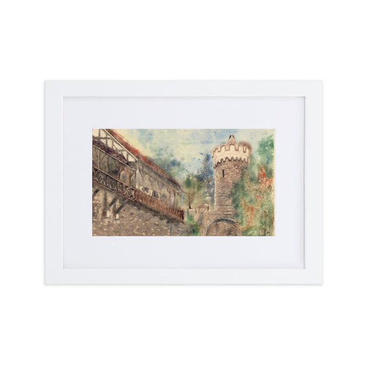 Jena Pulverturm - Poster im Rahmen mit Passepartout weiß / 21×30 cm artlia