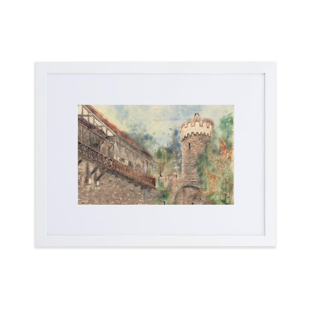 Jena Pulverturm - Poster im Rahmen mit Passepartout weiß / 30×40 cm artlia