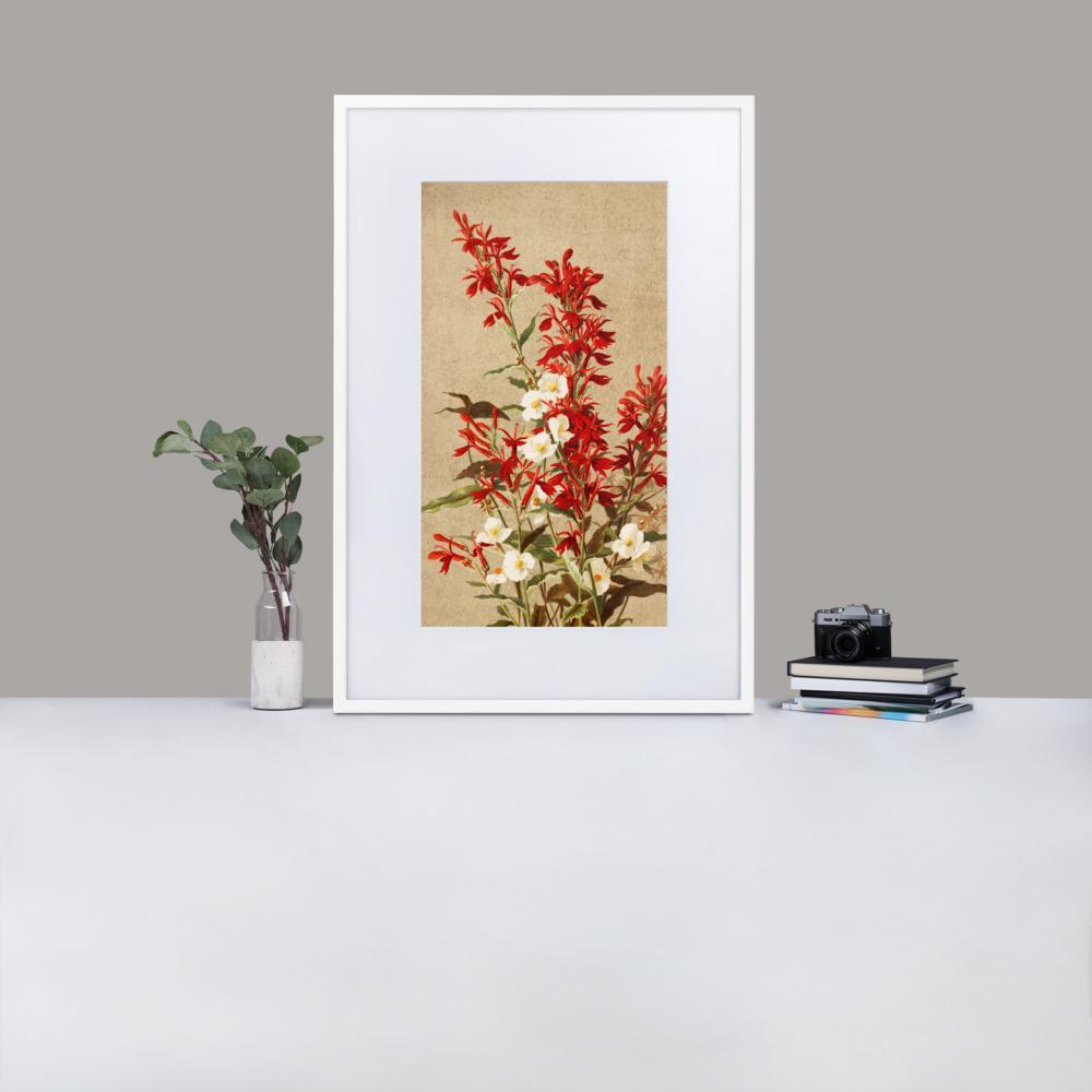 Kardinalsblumen - Poster im Rahmen mit Passepartout artlia