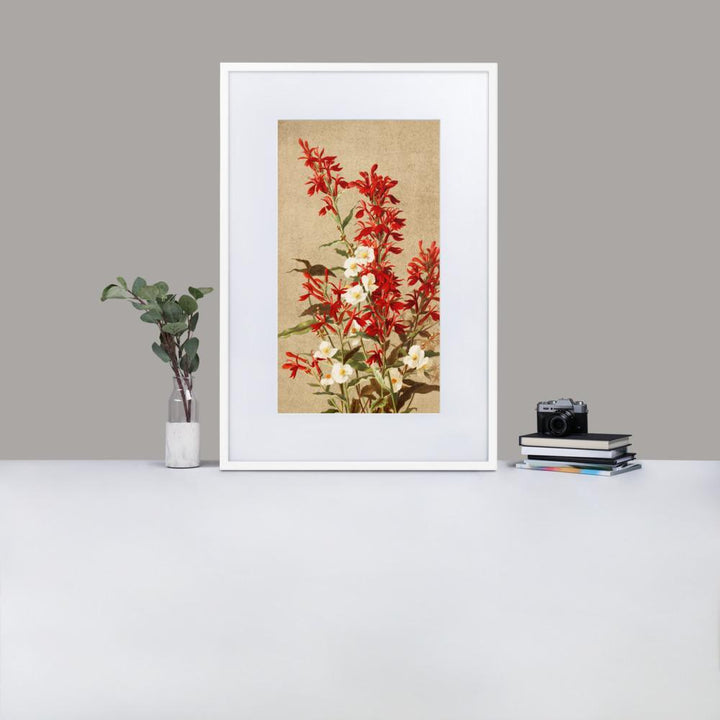 Kardinalsblumen - Poster im Rahmen mit Passepartout artlia