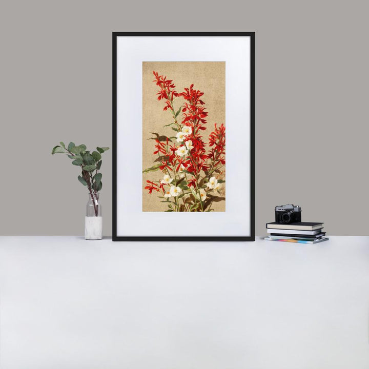 Kardinalsblumen - Poster im Rahmen mit Passepartout artlia