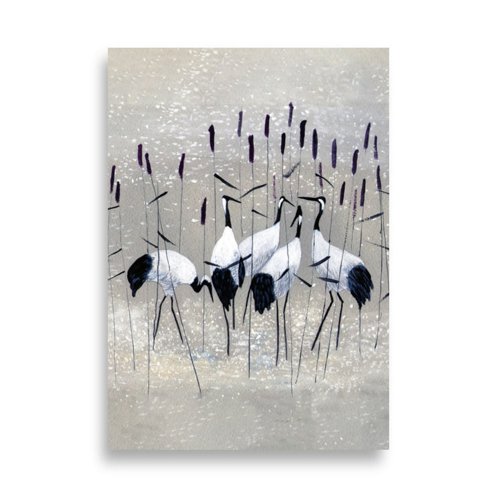 Kranichfamilie - Poster 21×30 cm artlia