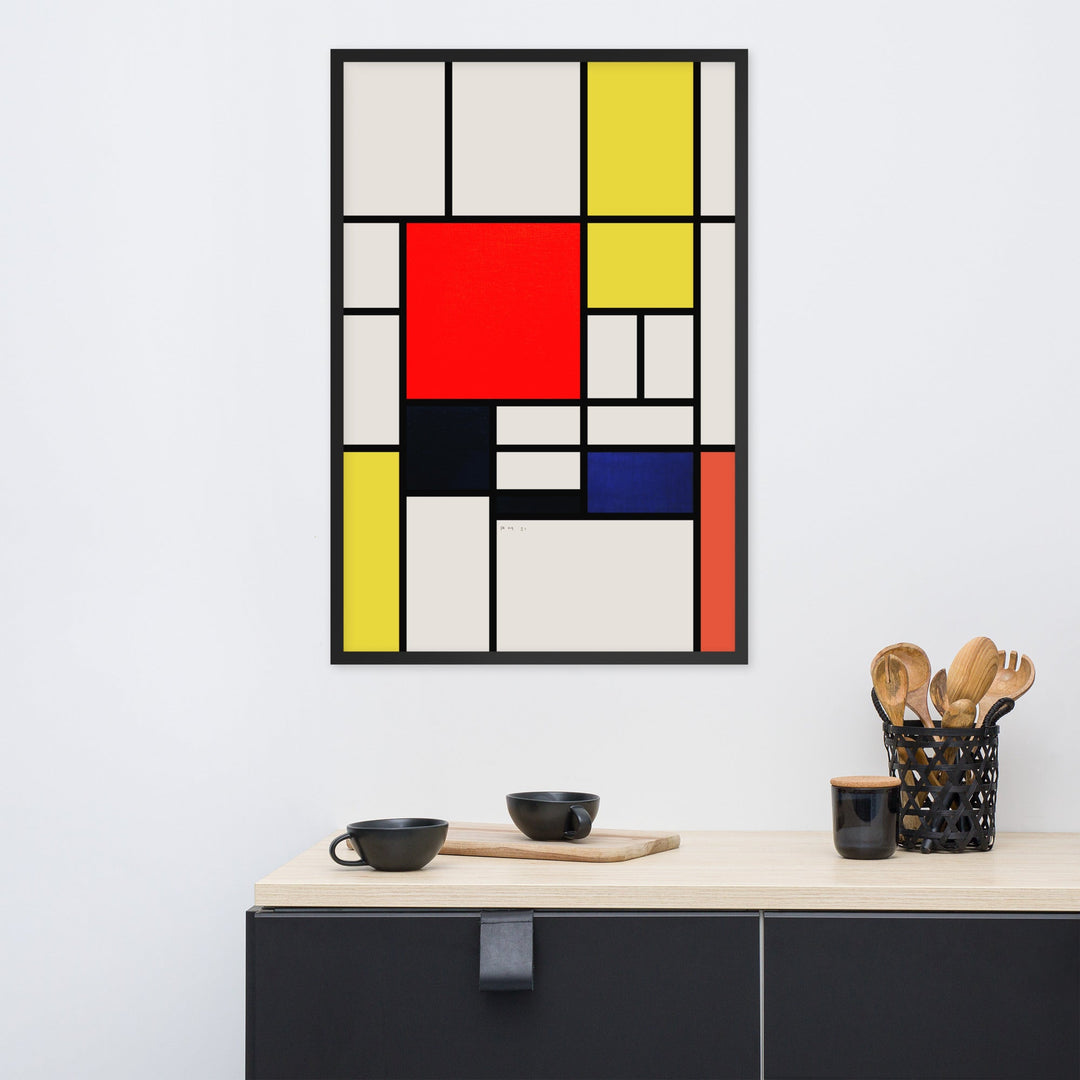 Poster - Mondrian, Composition with red yellow black gray and blue artlia