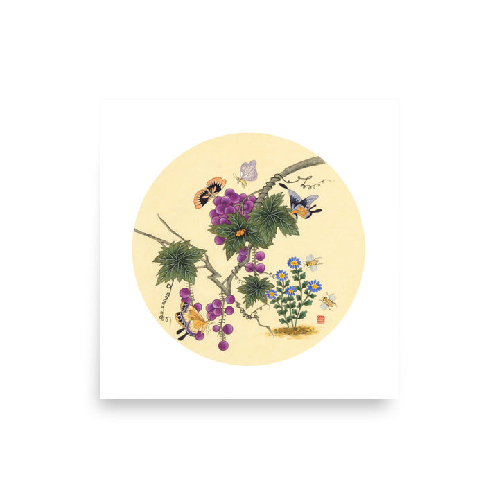 Schmetterlinge auf Traubenbaum - Poster 25x25 cm artlia