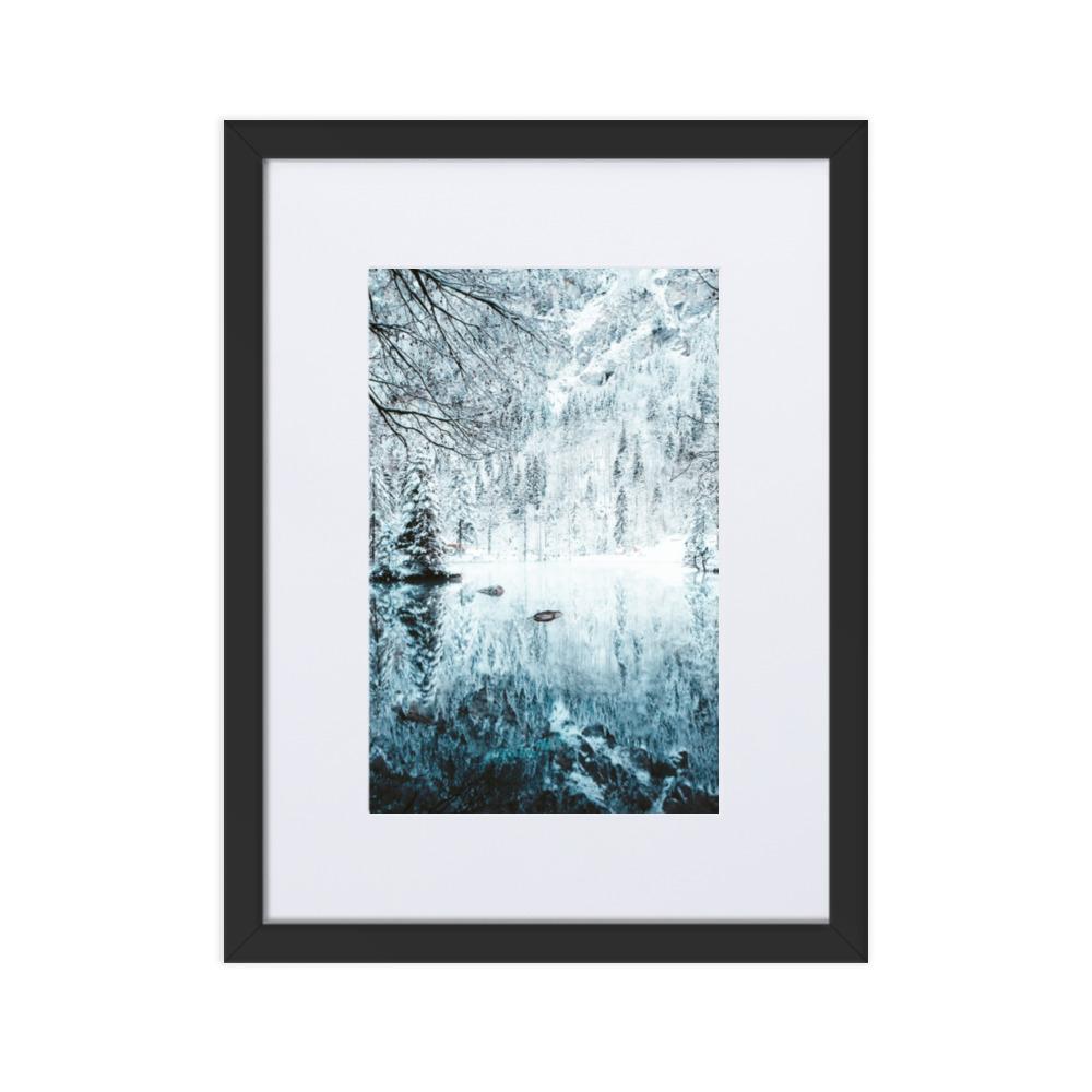 Snow Landscape 4 - Poster im Rahmen mit Passepartout Schwarz / 30×40 cm artlia