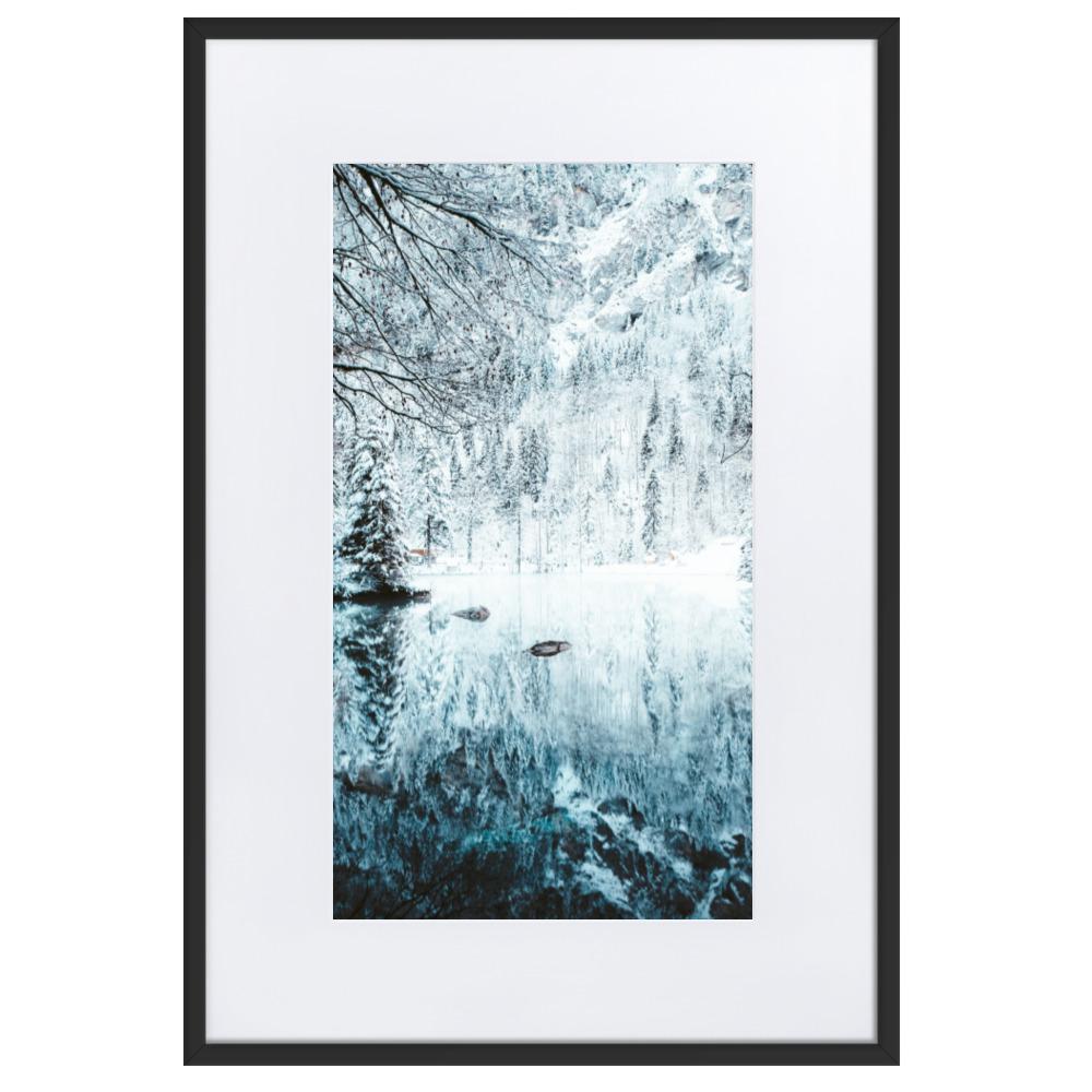 Snow Landscape 4 - Poster im Rahmen mit Passepartout Schwarz / 61×91 cm artlia