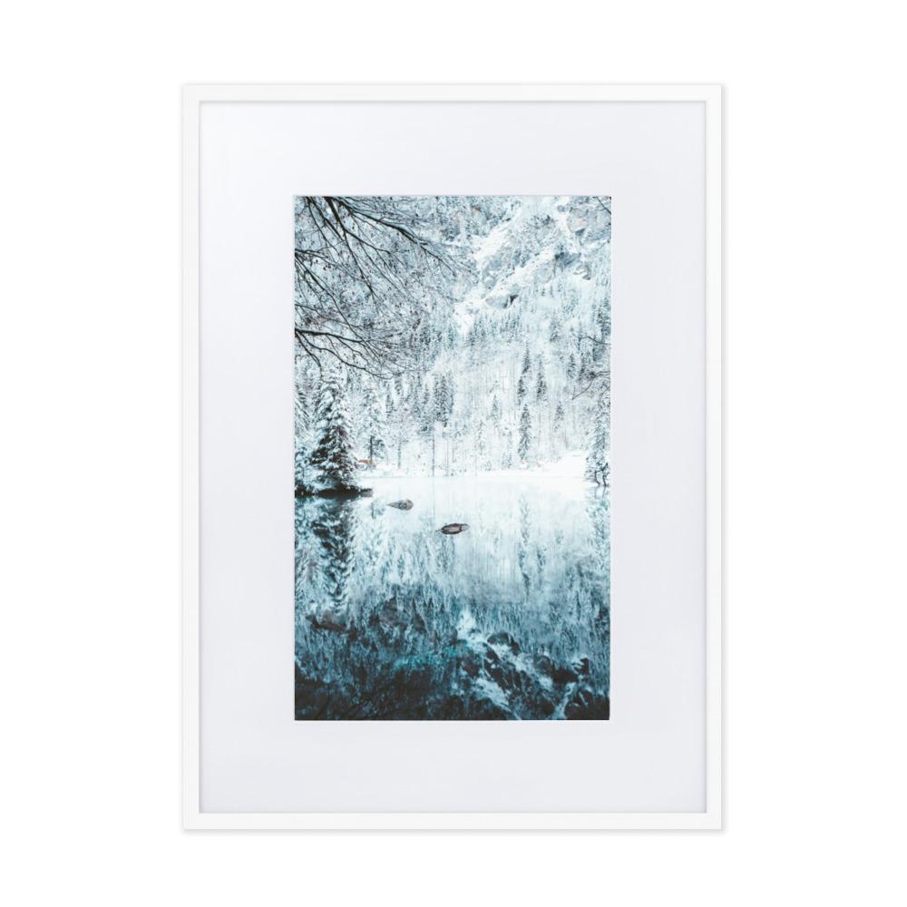 Snow Landscape 4 - Poster im Rahmen mit Passepartout Weiß / 50×70 cm artlia
