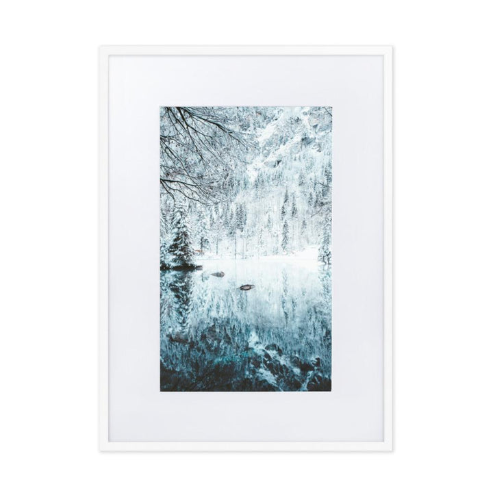 Snow Landscape 4 - Poster im Rahmen mit Passepartout Weiß / 50×70 cm artlia