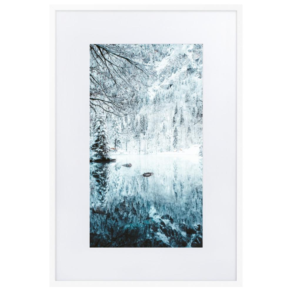 Snow Landscape 4 - Poster im Rahmen mit Passepartout Weiß / 61×91 cm artlia
