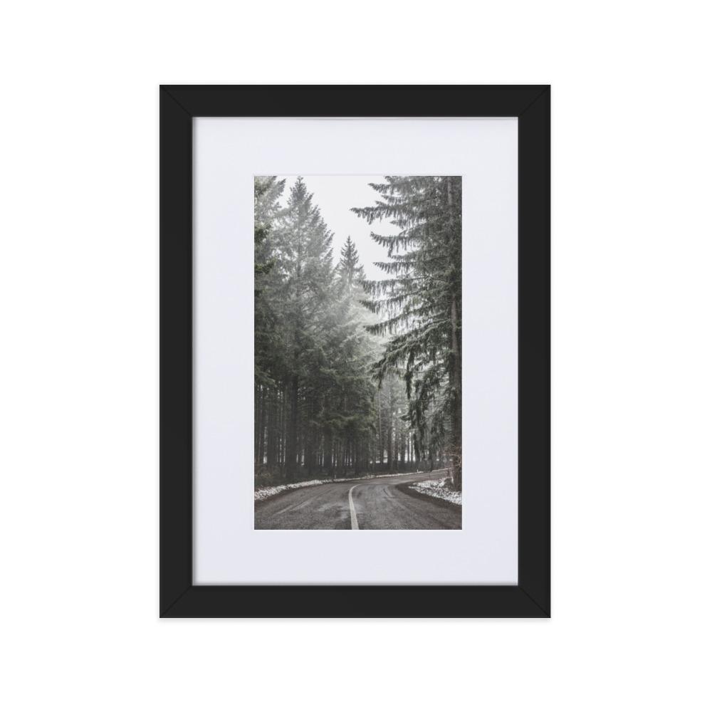 Snow Landscape 6 - Poster im Rahmen mit Passepartout Schwarz / 21×30 cm artlia