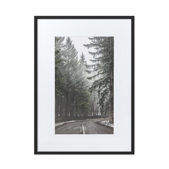 Snow Landscape 6 - Poster im Rahmen mit Passepartout Schwarz / 50×70 cm artlia