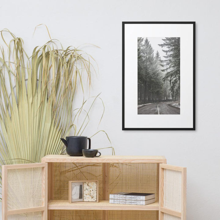 Snow Landscape 6 - Poster im Rahmen mit Passepartout artlia