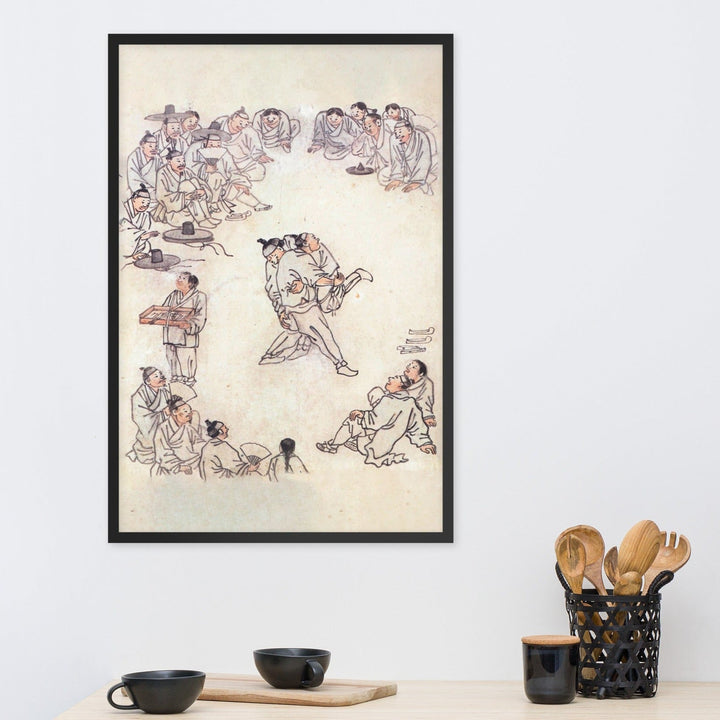 Ssireum-do, Kim Hong-do - Poster im Rahmen artlia